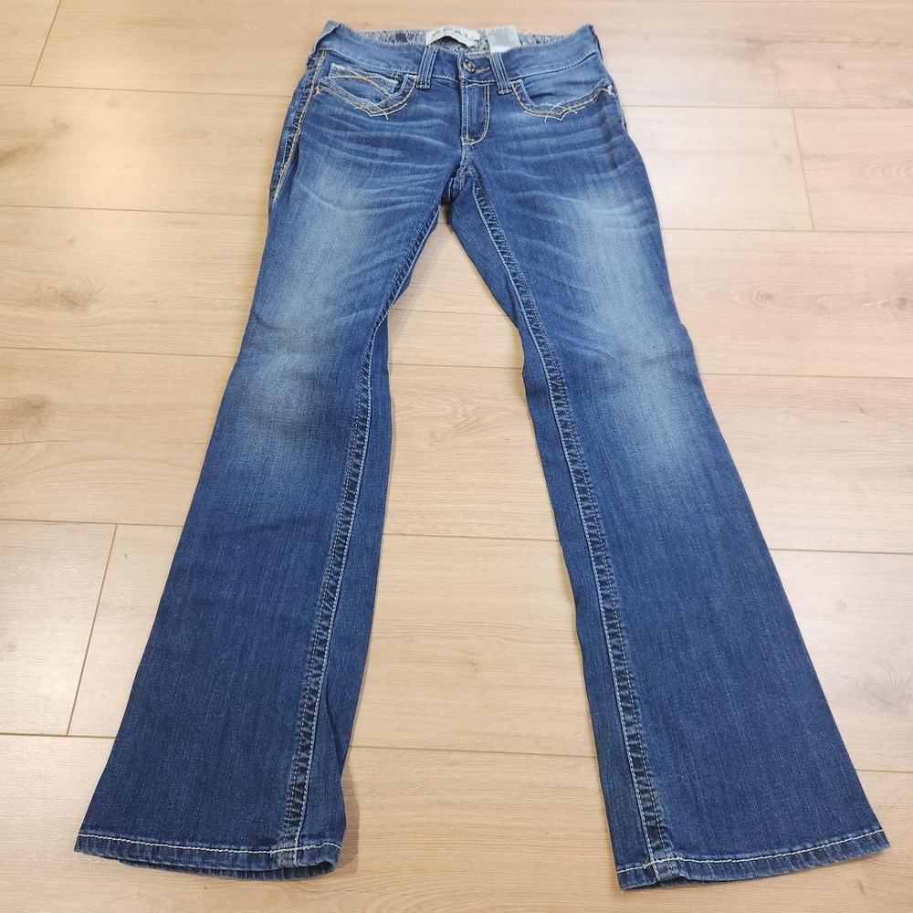 Ariat REAL Denim Jeans Womens 28x30 Medium Wash Blue Mid Rise Bootcut Western